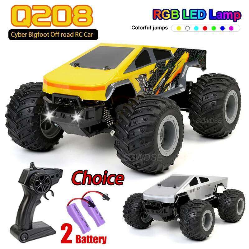 JJRC Q208 Rc Cybertruck Pickup Off-Road RC Vehicle Model With Colorful lamp Remote Control Truck Car Toy Gift for Kids C260305