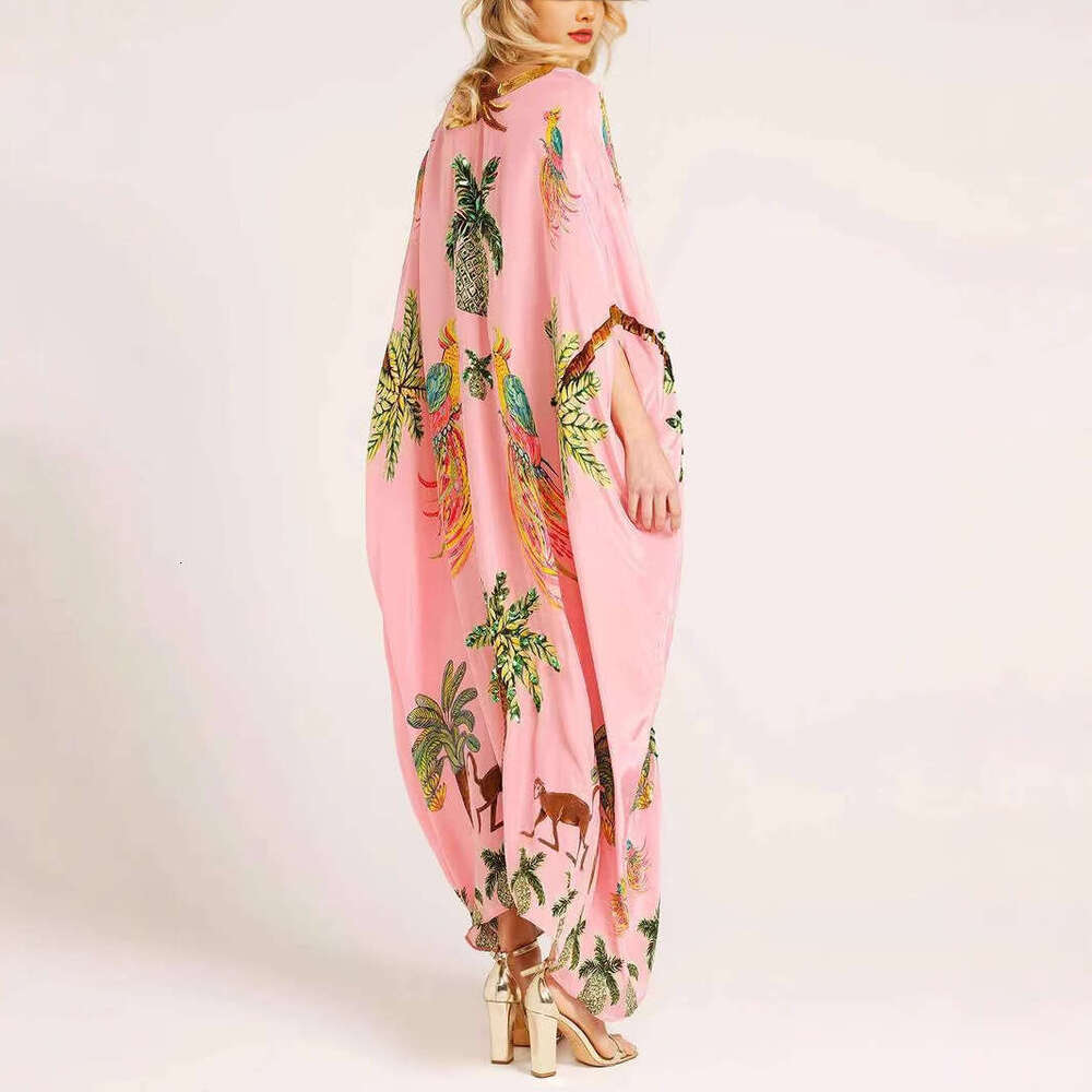 Cross-border women's clothing 2026 European and American new spring V-neck printed loose fashion dress
