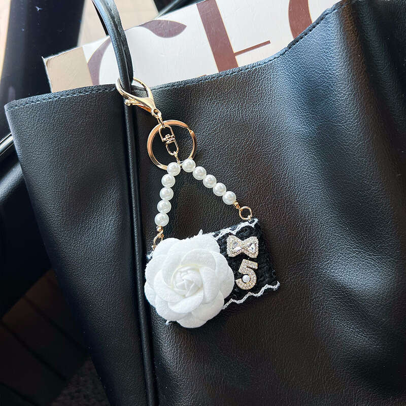 Unique Camellia Flower Model Korean Style Women's Car Keychain Creative Bag Decoration Small Pendant