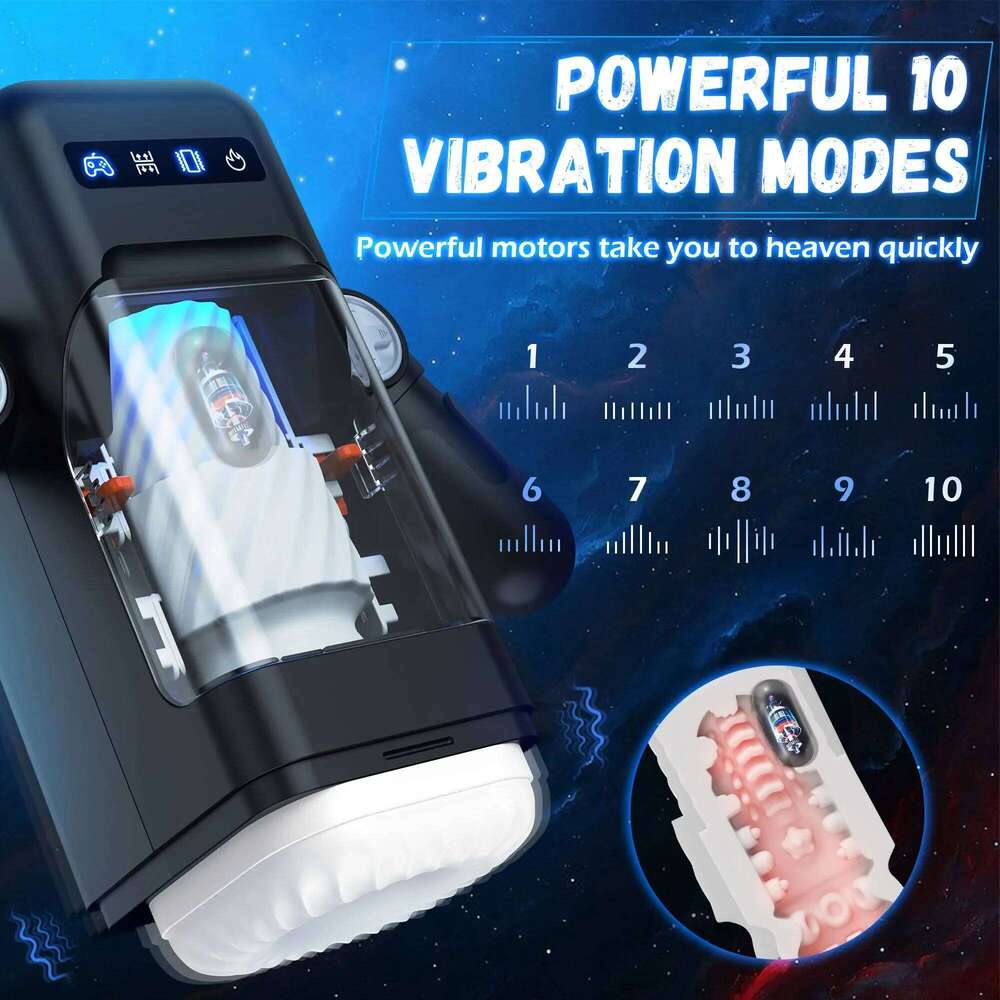 Automatic Male Masturbator Blowjob Machine Man Sex Toy with 10 Thrusting Vibrating & Heating Modes Real Vagina Masturbation Cup W260305
