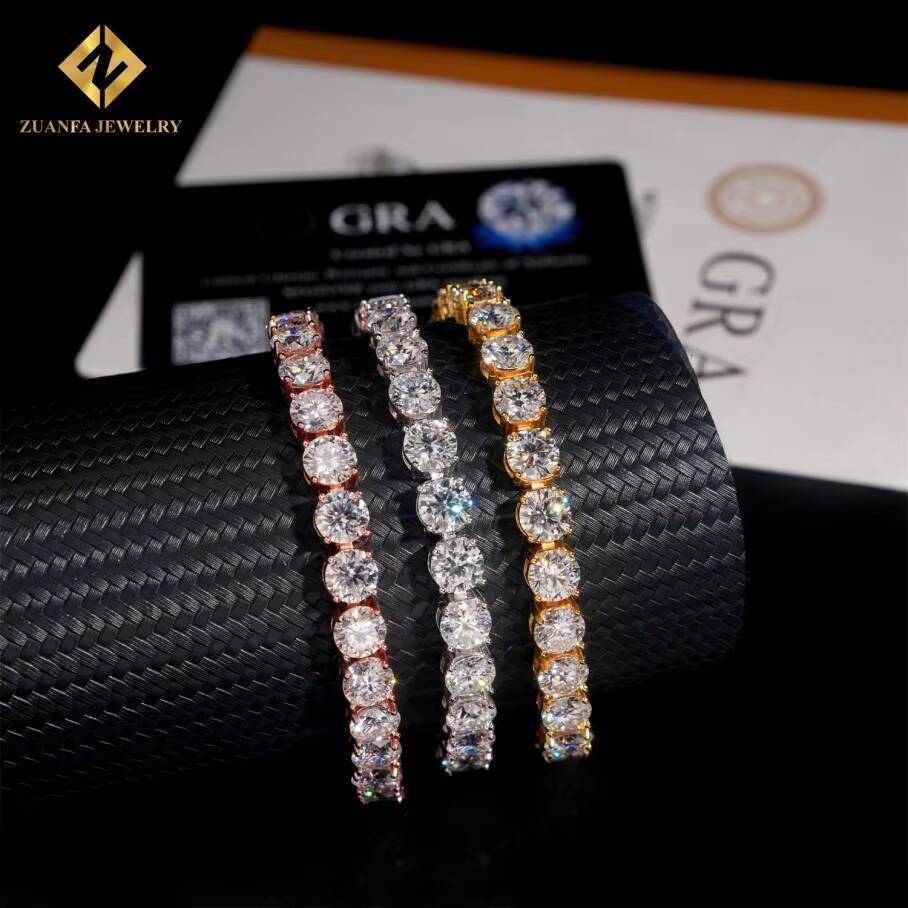 2026 USA Stock Fast Shipping 65mm Moissanite Diamond Tennis Necklace Solid 925 Silver Iced Out Moissanite Hip Hop Tennis Chain