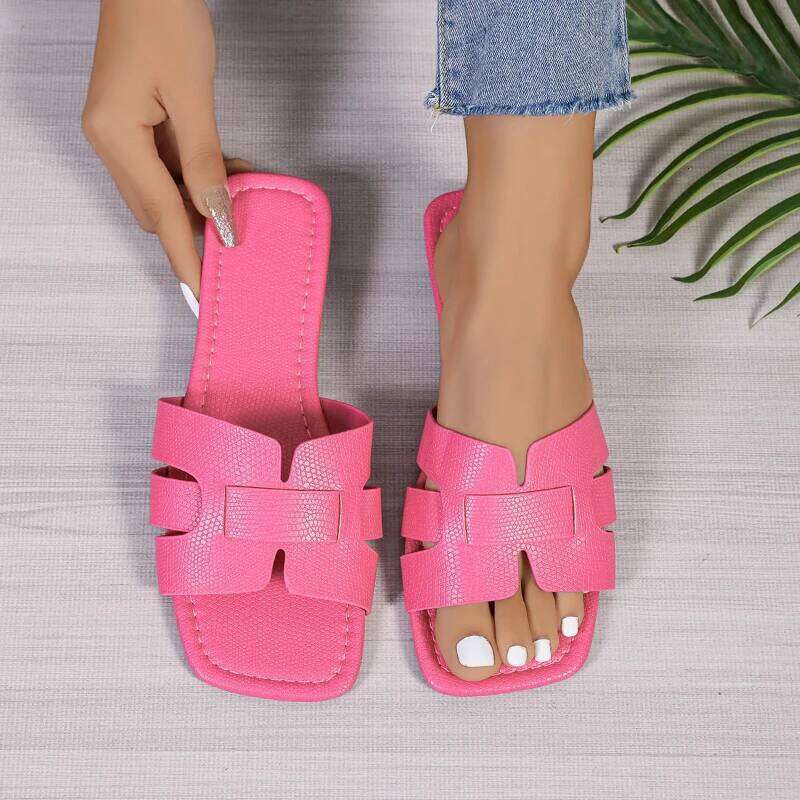 Plus Size Women's Trendy Knitted Flat Bottom Casual Couple Beach Shoes Summer Outerwear Comfortable Sandals for Women