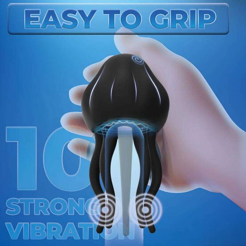 Delayed Ejaculation Vibrate Jellyfish Penis Trainer Clit Nipple Massager Male Glans Vibrators Adult Masturbation Sex Toys 18+ W260305