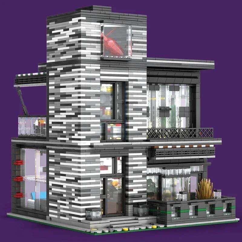 3622Pcs Modern Panoramic Club Bar Lighting Street View Blocks Model MOC Assembly Building Set Toys for Boys Adults Gift Z260306