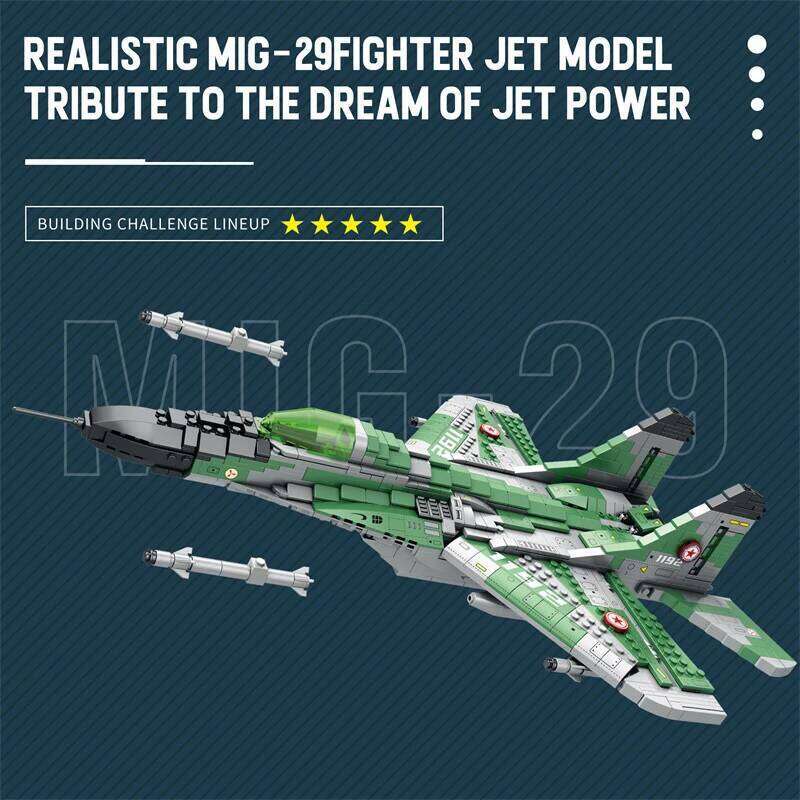 1290PCS MIG-29 Jet Building Blocks Diy Military Fighter Model Assembly Bricks Desktop Decoration Holiday Gifts Kids Toys Z260305