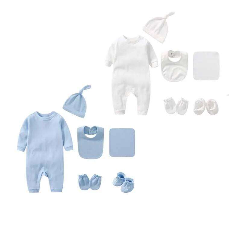 Clothing Boys Girls 6Pcs/Sets Romper Suitable for Newborns Aged 0-3 Months Solid Color 100% Cotton Jumpsuit Baby Set Z260306