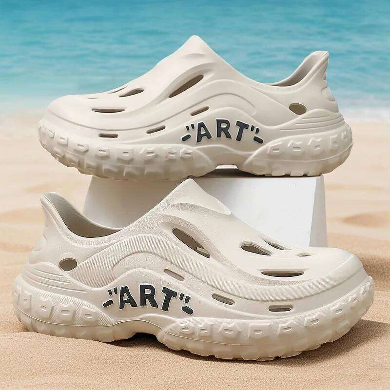 Litfun New Men's Summer Slippers Breathable Hollow Holes Non-slip Beach Sandals Fashion EVA Platform Garden Shoes