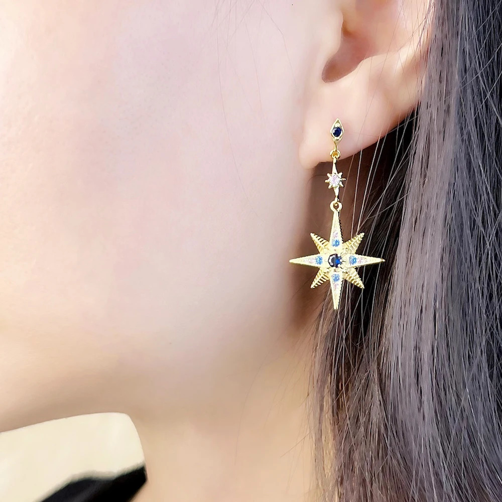 Royalty Star Moon Drop EarringsEurope Magical Boho Fashion Good Jewelry For WomenSummer Gift In Sterling Silver 925 260303
