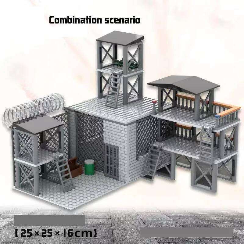 Upgrade Military Base Building Block Sets DIY WW2 Army War scene model Blocks Boys Toys Z260306