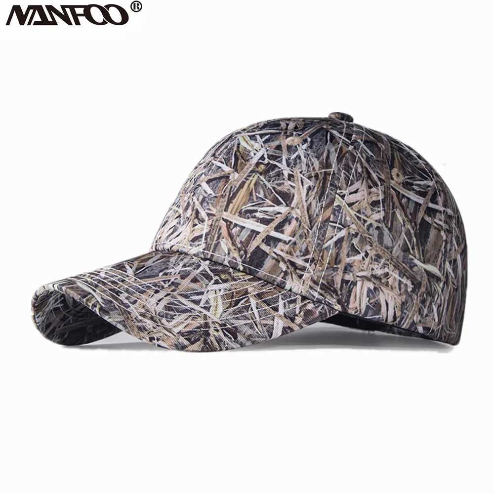 Outdoor Waterproof Bionic Camouflage Hunting Hat Sunshade Reed Bulrush Camo Fishing Hat Breathable Hiking Peaked Cap Cotton Hat S260306