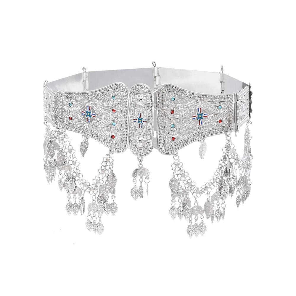 New Exaggerated Large Chain Fashionable Tassel National Flag Belt Performance Costume Accessory Ethnic Style Waist Ornament High-Quality