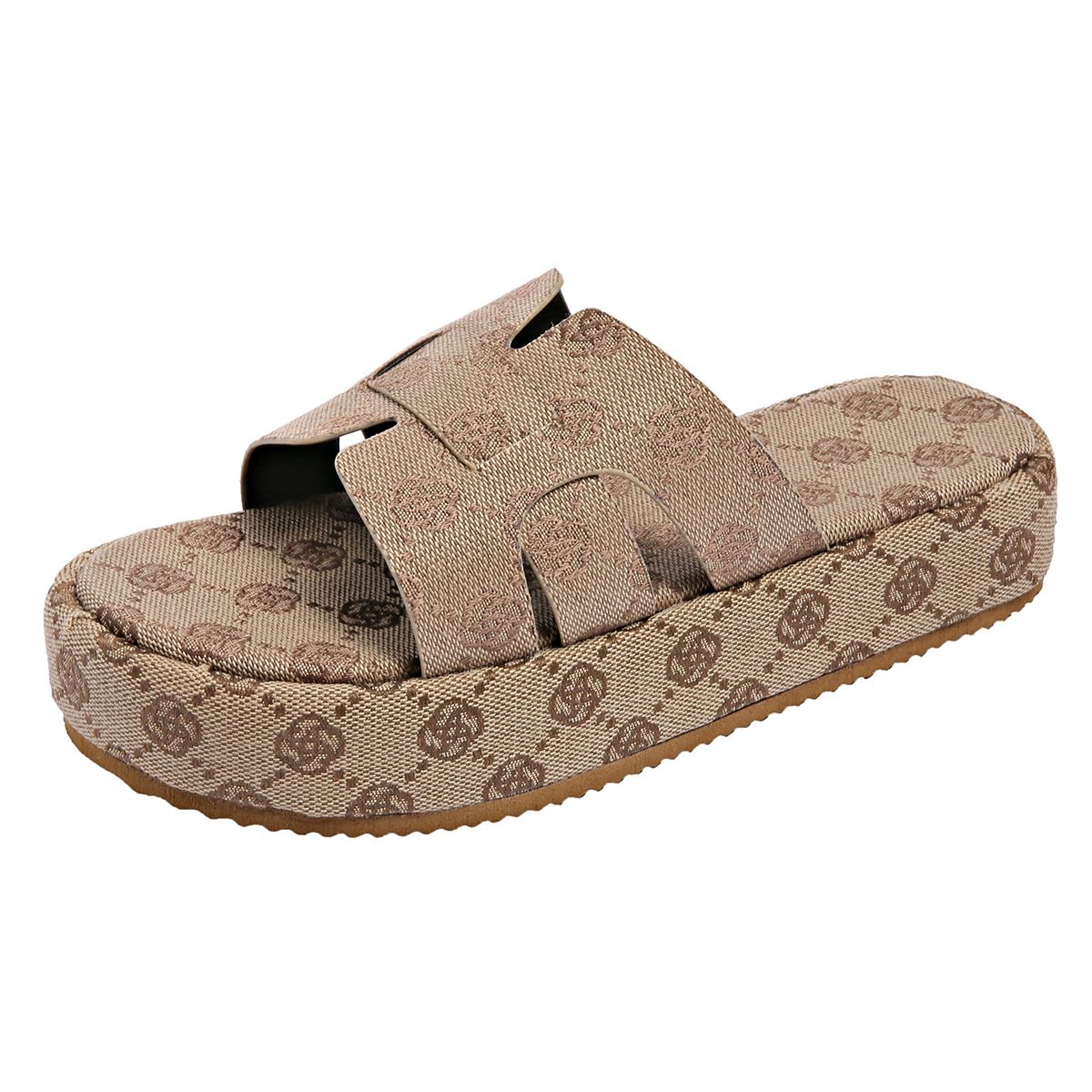 hot Free delivery slippers Fashionable daily commuting wearing one line of sponge cake slippers outside
