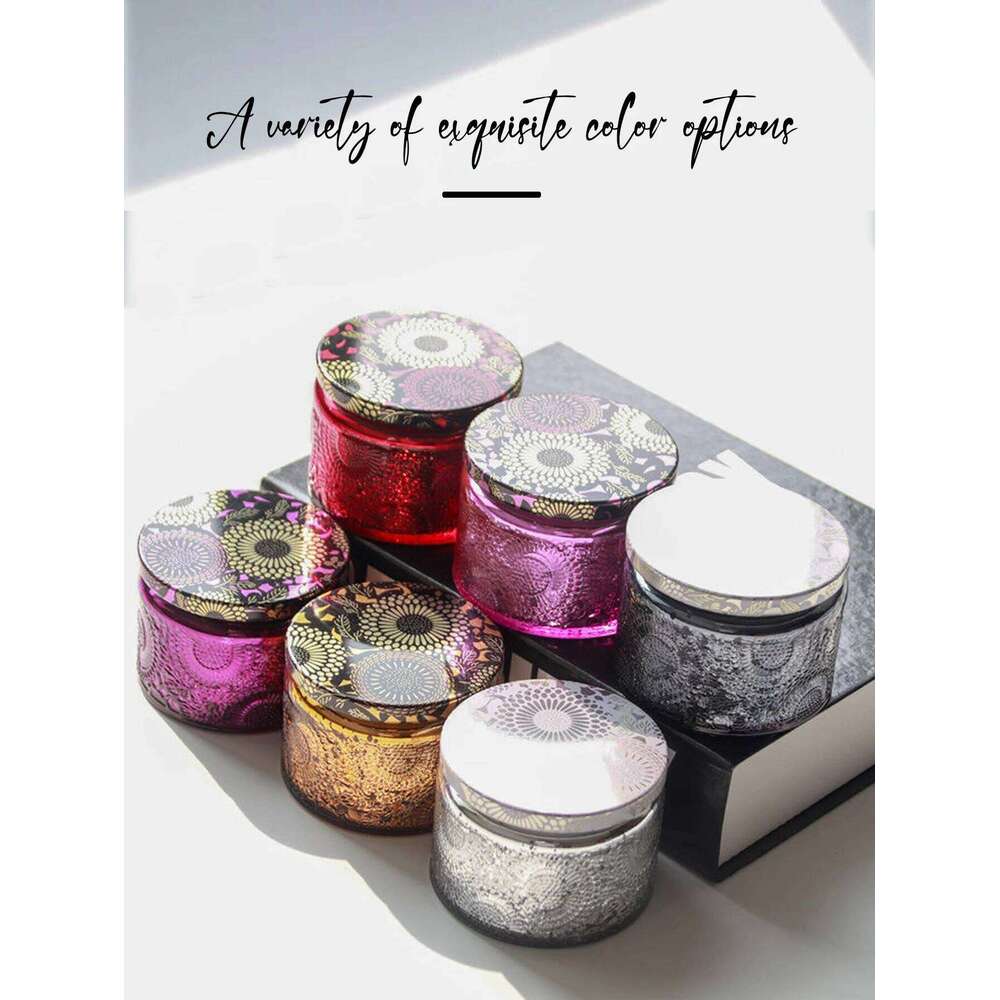 1pc Exquisite Engraved Glass Jar Table Decoration Holder Romantic Scented Wax Candle W260304 W260305