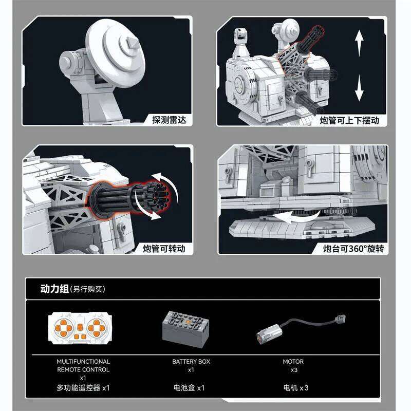 1087Pcs Military 1130 Close Range Gun Building Blocks Model Modern Naval Weapons Idea Bricks Toy for Children Christmas Gift Set Z260306