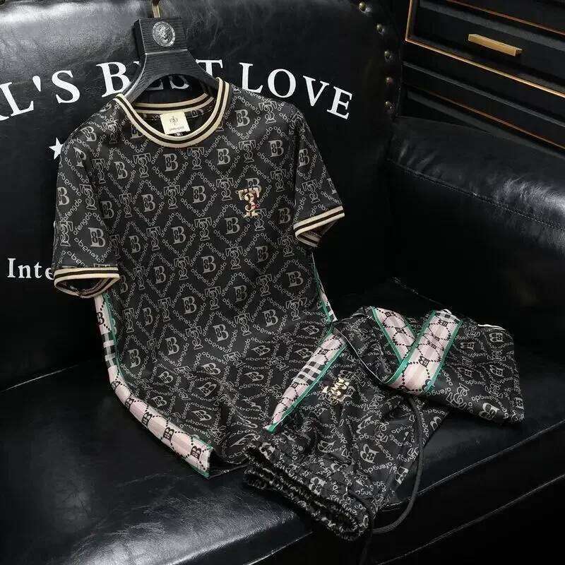 Trendy Printed Short Sleeved Sports Summer Set Men's High-End Handsome Casual Suit