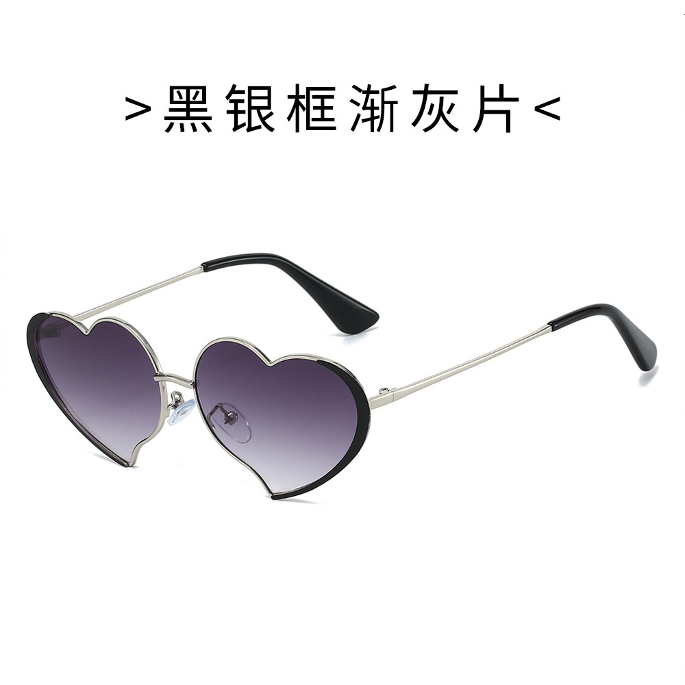 25 new European American metal frame heart-shaped sunglasses, unique and fashionable quirky sunglasses street photography, UV protection for trendy gi