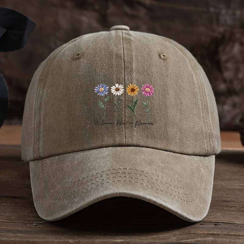 Men's outdoor baseball cap, stylish and versatile women's duckbill cap with four-color floral print Y260304