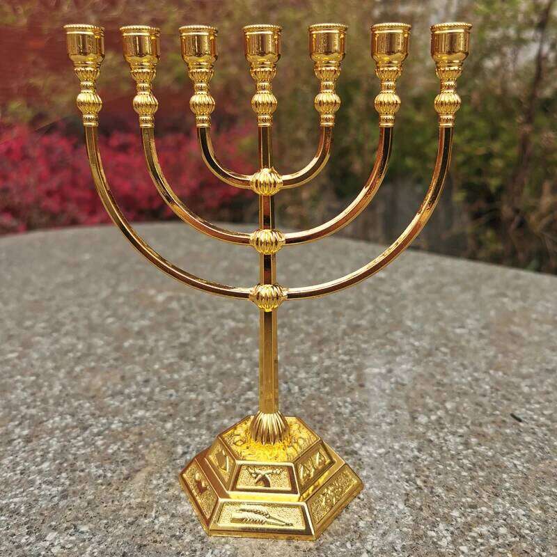 Church Taper Golden Lampstand Jewish Temple Lamp Home Decoration Metal Judaism Candlestick Holders Candle Holder XJ260305