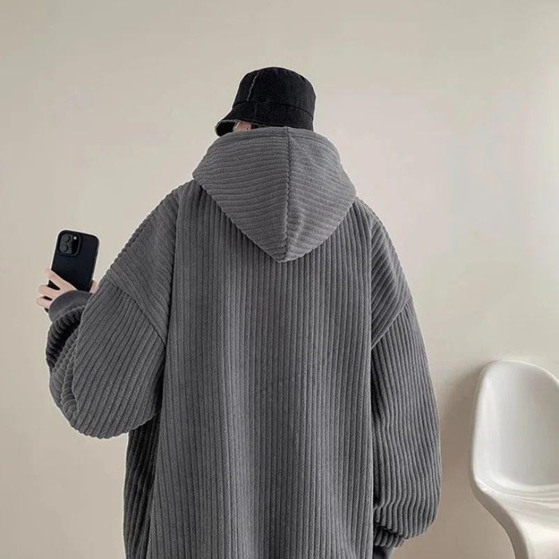 Male Hoodie Corduroy Streetwear Y2k Vintage Clothing Deals Cotton High Quality Welcome Deal 90s Oversize Mens Hooded Sweatshirt 260304