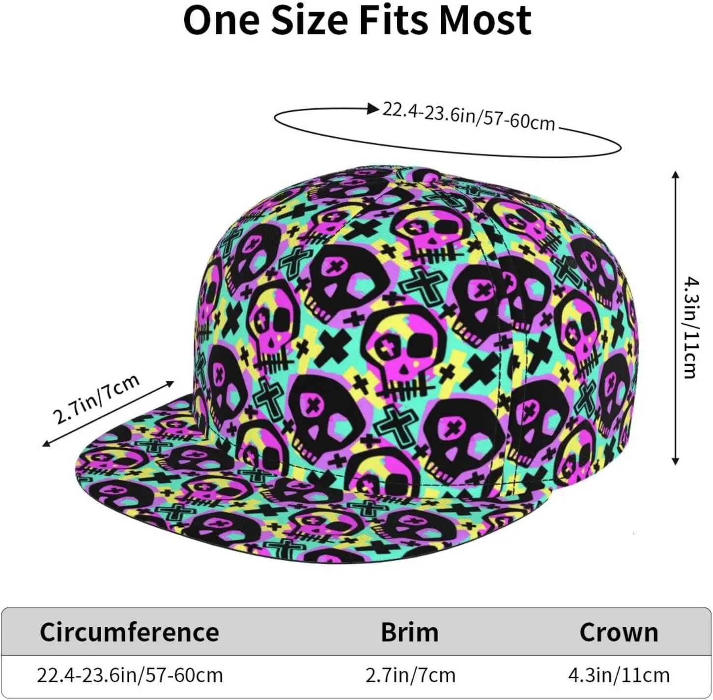 Y2K Skull Mens Baseball Hat Cap Graffiti Skull Funny Dad Cap Golf Hat Cozy Breathable Adjustable Full Print Cap Hat Black S260306