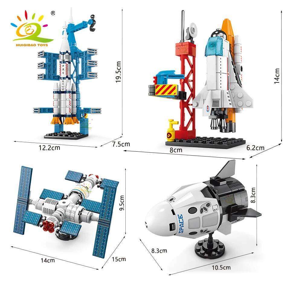 HUIQIBAO Mini Aviation Manned Rocket Model Building Blocks Space Aerospace Station Bricks City Construction Toys for Children Z260306
