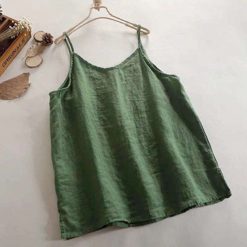 Summer Simple All-match Top Loose Thin Camisole Solid V-neck Vest Women Clothing Sleeveless Casual Highstreet Holiday T-shirt 260306