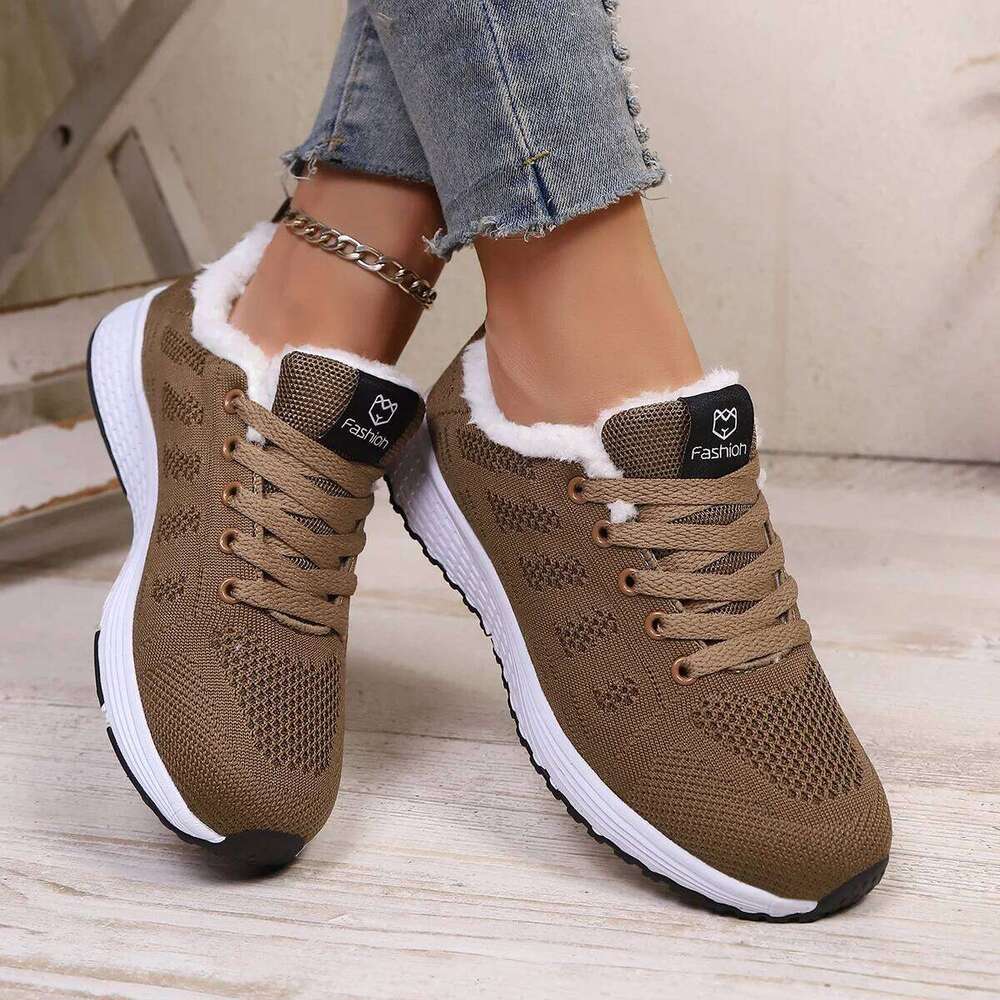 Winter Warm Casual Sports Shoes Women's Fleece-lined High-top Sneakers