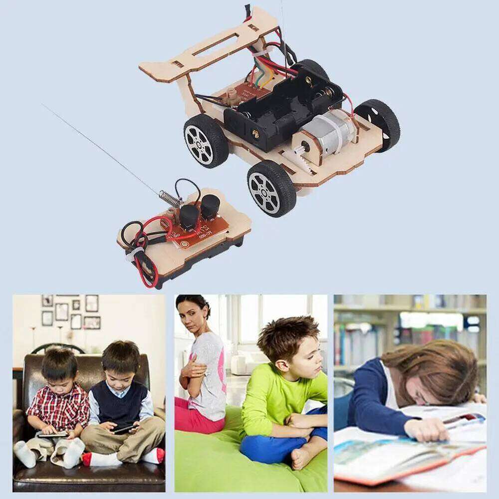 DIY Remote Control Racing Car Model Technology Handmade Materials Children's Science Experiment Set Wooden Plastic C260305