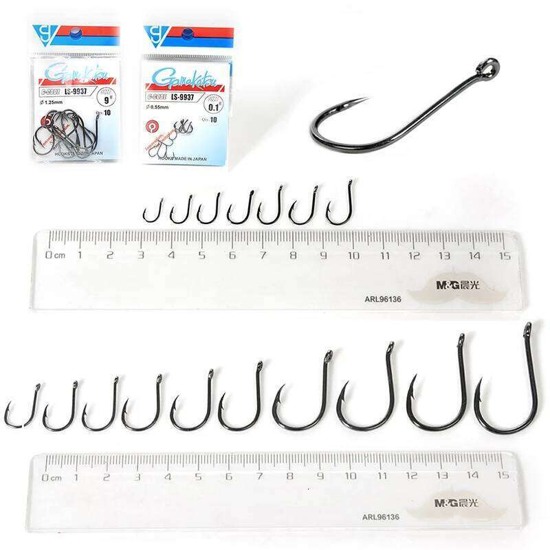 Gamakatsu LS-9937 Set Carbon Steel Jip Single Circle Fishhook Fly Fishing Barbed Carp Hooks Sea Fish Accessories S260305