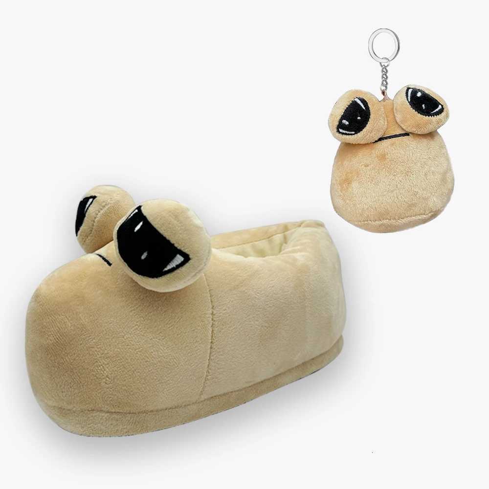 TreasuringU Sad Pou Plush Slippers with Toys New Fashion Animals Snail Fluffy House Shoes Women Men Indoor Soft Alien Slipper S260305