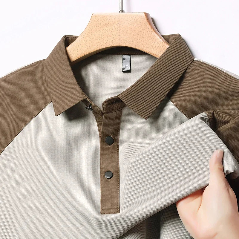 Mens Casual Fashion Splicing Short Sleeve Polo Shirt Korean Edition Summer T-shirt Comfortable Versatile Top 260304