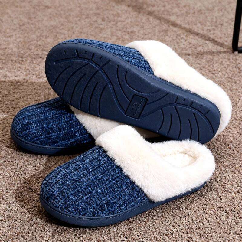 Litfun Winter Fluffy Non-slip Cozy Cotton Closed Back Indoor Slides Furry Warm Outdoor Women's Slippers