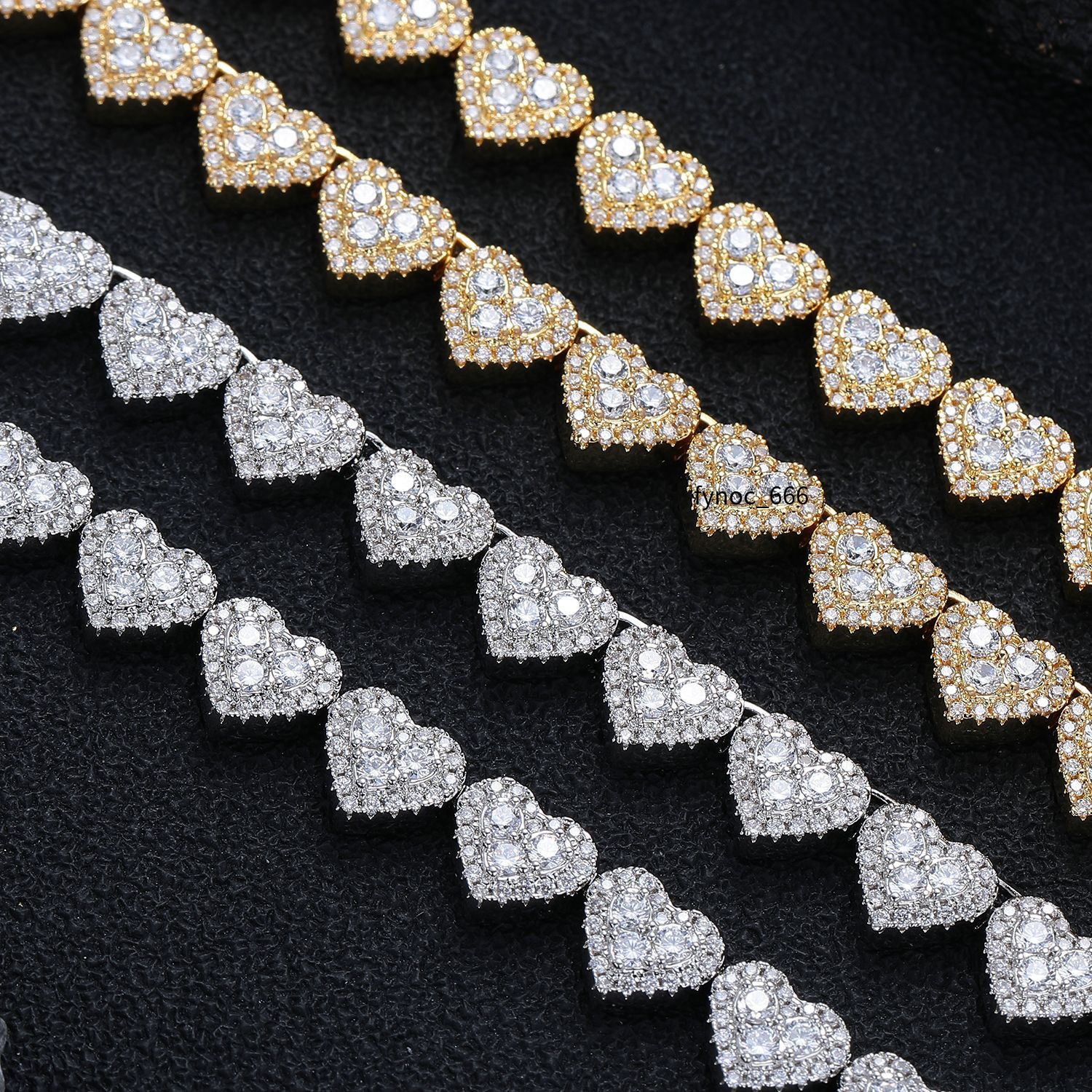 Wholesale Price Silver 925 d Color Vvs Moissanite Hip Hop Jewelry Iced Out 8mm Diamond Chain Heart Bracelet for Women