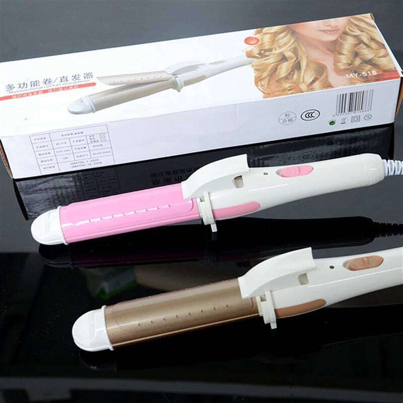 3 In 1 Gold Electric Curler For Women Professional Ceramic Curling Iron Hair Straightener Heated Roller Multifunction 26Y0306