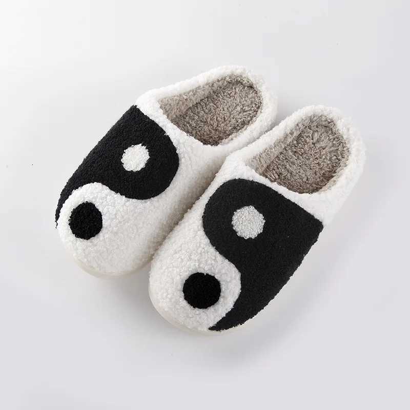 Womens Yin Yang Slippers - Cozy Fleece Indoor Slippers with Memory Foam Non-slip Plush Home Shoes for Living Room S260305