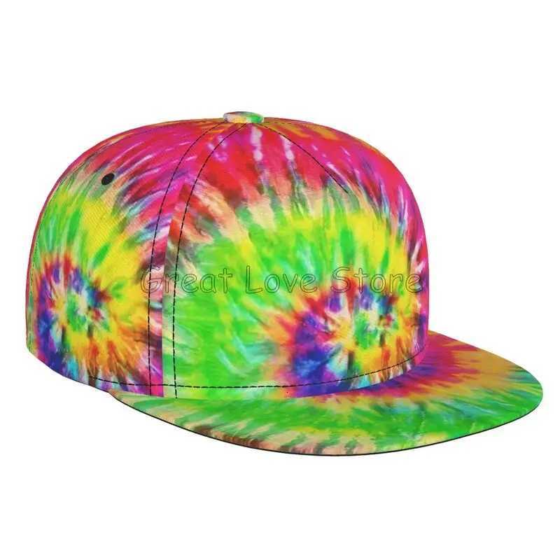 Baseball Cap Men Women - Rainbow Tie Dye Adjustable 3D Printed Snapback Flat Bill Hip Hop Hat S260306