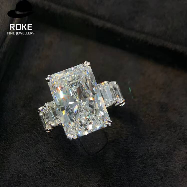 Laboratory-grown 111ct Radiant Cut Centre Diamond Set with 421ct Accent Stones 9K-18K White Gold Engagement Ring
