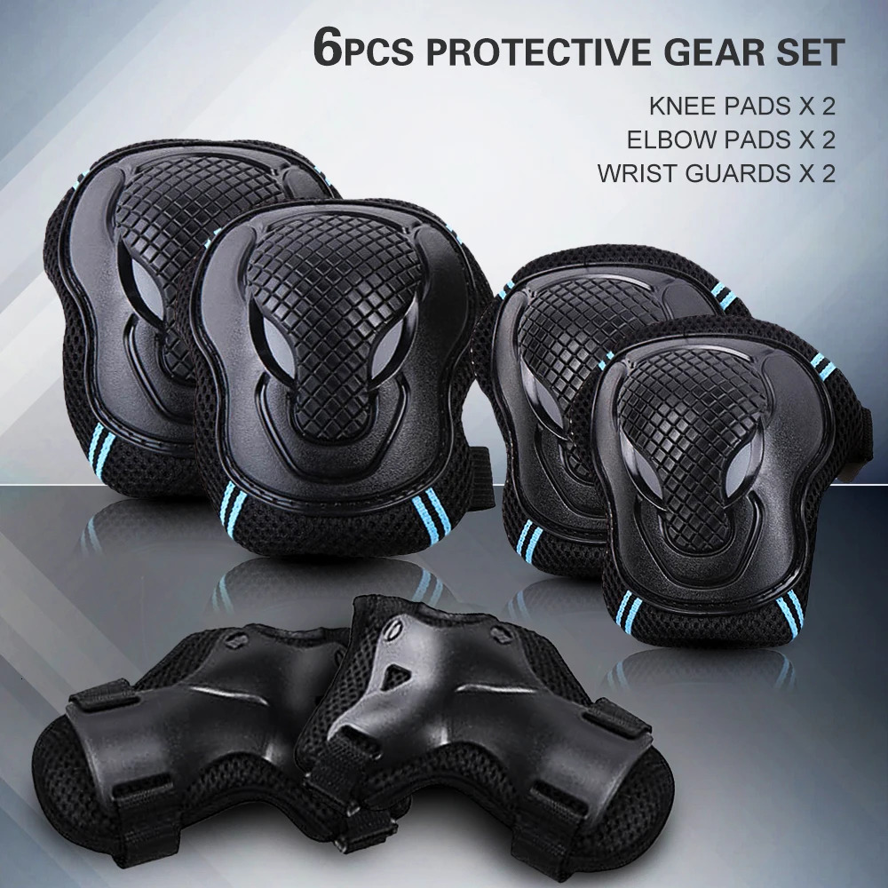6PCS Kids Teens Adults Knee Pads Elbow Wrist Guards Safety Protective Gear Set for Skateboard Cycling Riding Roller Skating 260228