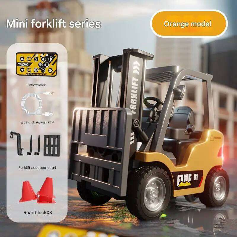 1/64 RC Trucks Alloy Forklift Mini APP 2.4G Rc Cars Remote Control Construction Engineer Vehicle Toys for Boys Adults Kids Gifts C260305