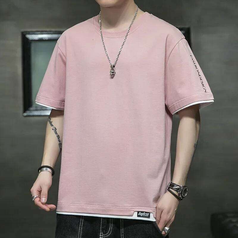 new large short t-shirt pure cotton summer man loose and fat men's half sleeved clothes Fat Boy T-Shirt 26H0306