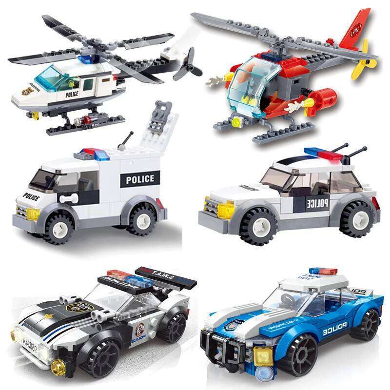 City Police Airplane SWAT Car Fire Helicopter Carrier Vehicle DIY Assemble Aircraft Model Building Blocks Bricks Kids Toys Gifts Z260306