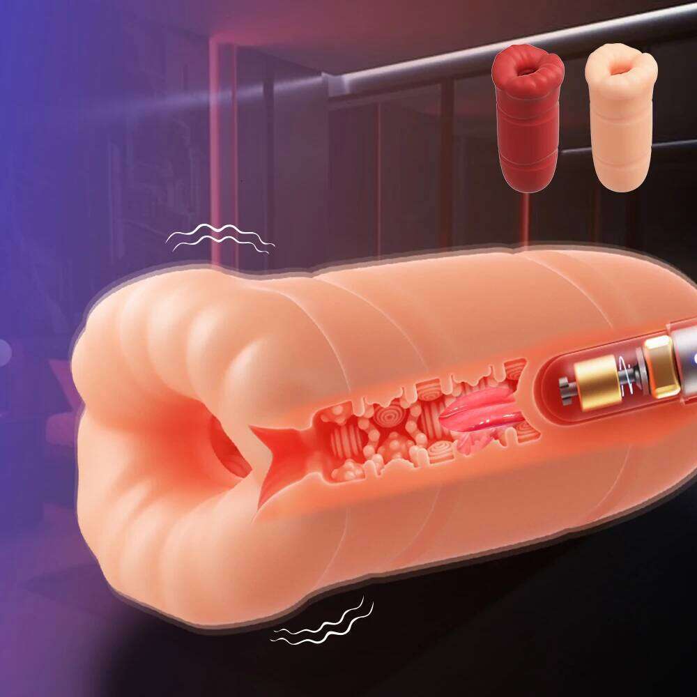 Male Automatic Aircraft Cup Realistic Tongue Licking Vibrator Penis Delayed Ejaculation Exerciser Sex Machine For Adult Men 18+ W260305