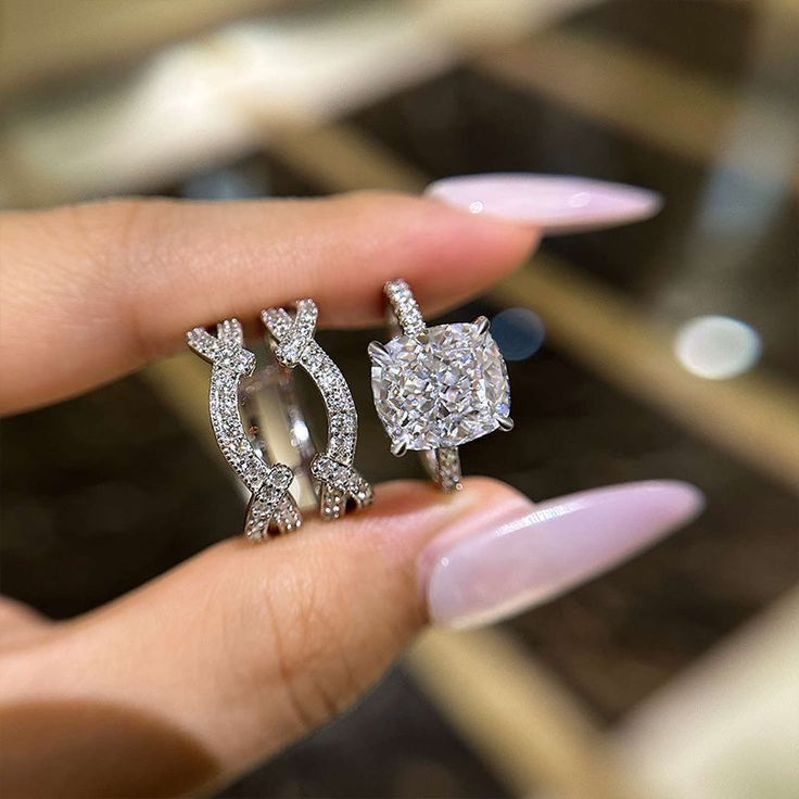 Choucong Sparkling Wedding Rings Luxury Jewelry 18K White Gold Fill Cushion Shape White Topaz CZ Diamond Gemstones Eternity Women Party Bride Ring Set