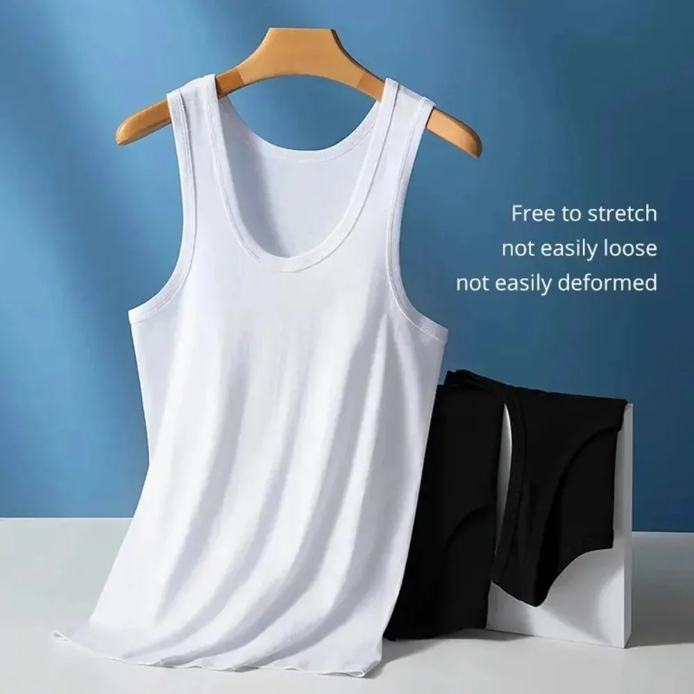 Four Seasons Men Pure Cotton Vest Youth Fit Sports Fitness Middle-aged Casual Sleeveless Top 260306