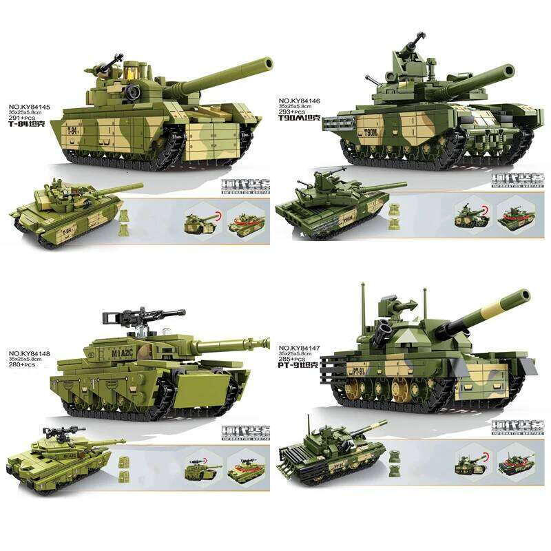 T-84 T-90M PT-91 M1 Abrams Battle Tank WWII Military Infantry Fighting Building Blocks Sets Model Dolls Brick Toys Kids Gifts Z260306