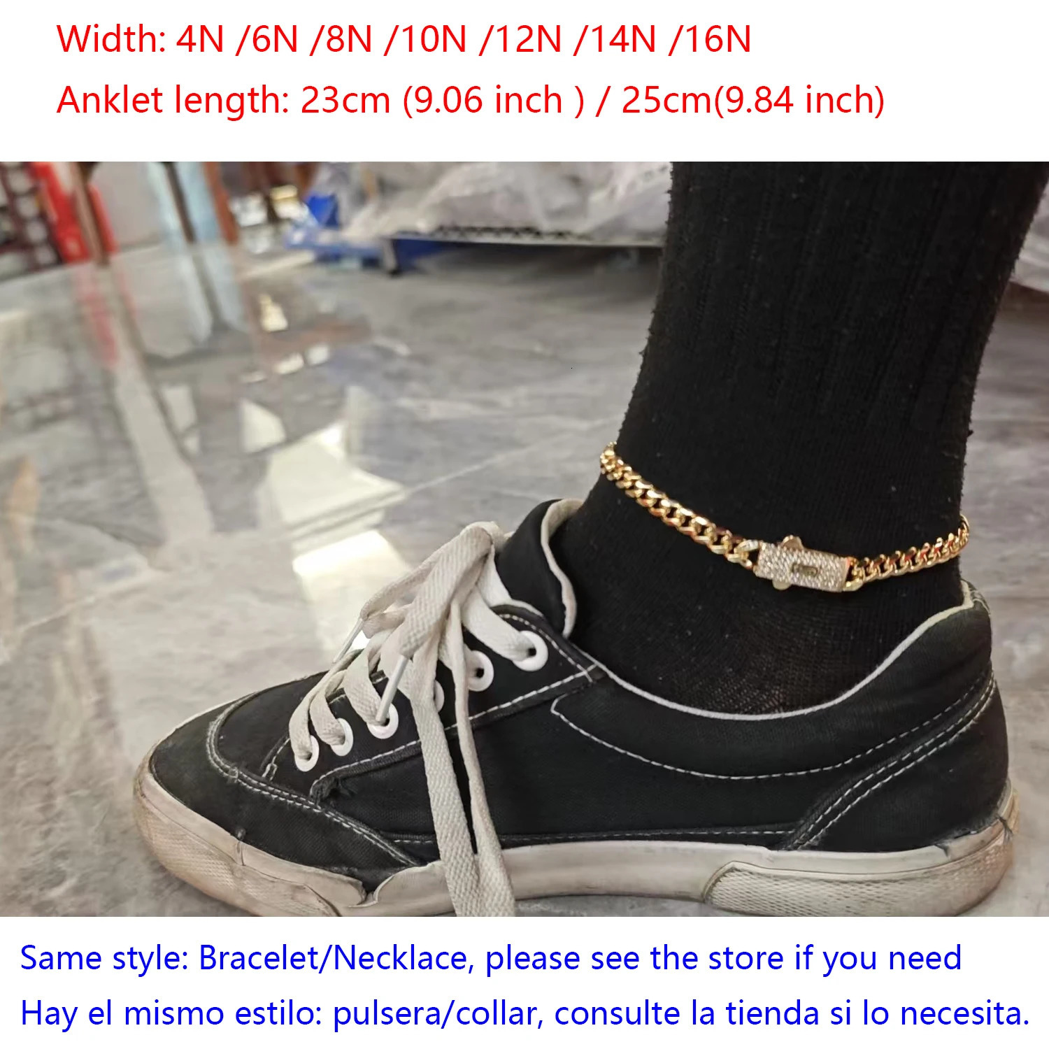 Unisex anklet one 14K plated brass Monaco series 23cm/25cm foot jewelry 260304