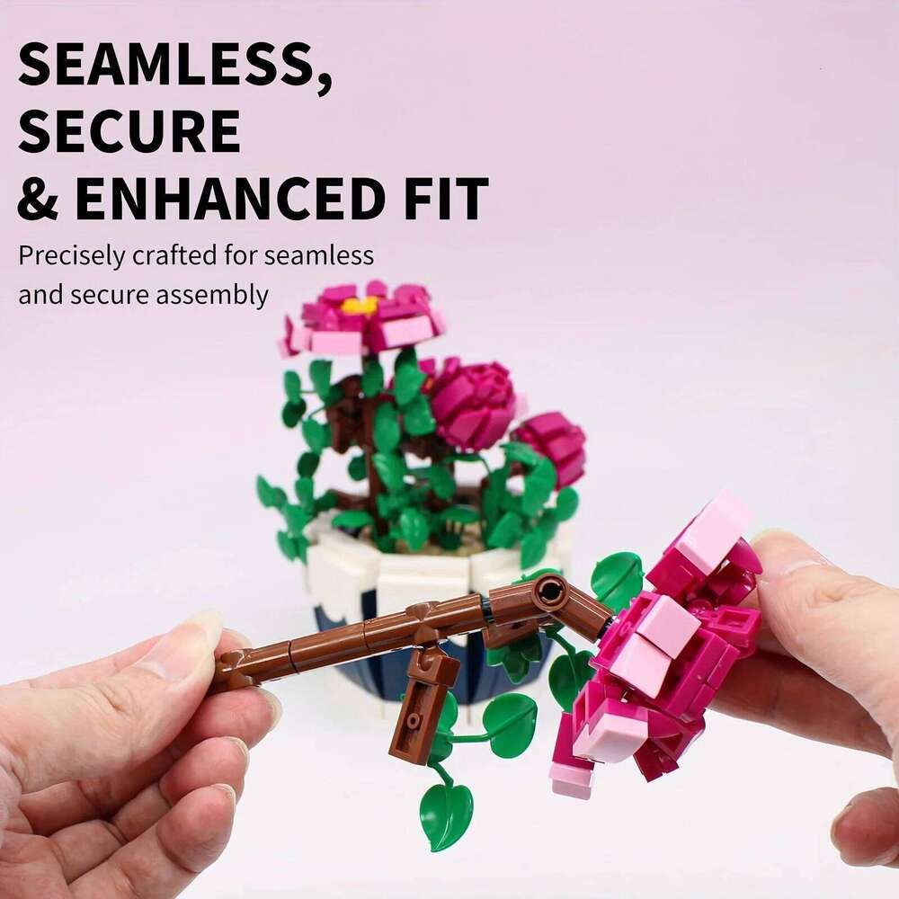 Bouquet Exquisite Peony Building Blocks Kit Flower Home Decoration Bricks Set Gift for Valentine's Mother's Day Adult Z260305