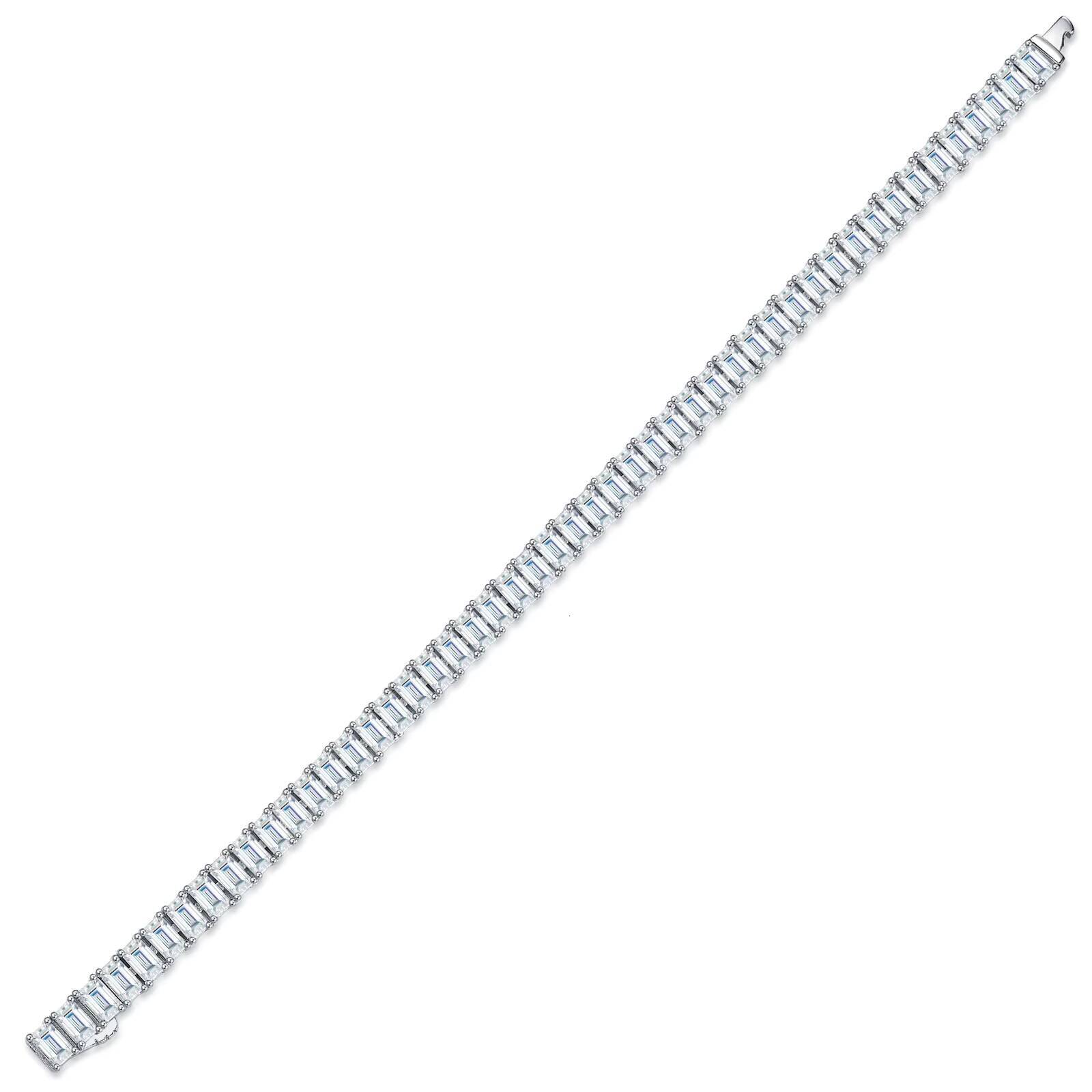 Luxurious S925 Sterling Silver Platinum Plated Jewelry Emerald Cut 35MM VVS GRA Moissanite Tennis Chain Bracelets for Men Gifts