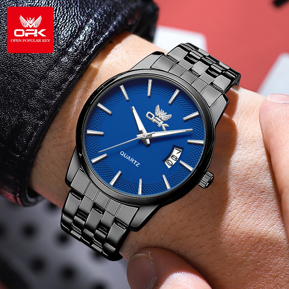 OPK Brand Watch Stainless Steel Strap Simple Single Calendar Men s Watch Luminous Waterproof Quartz Watch Dropshipping