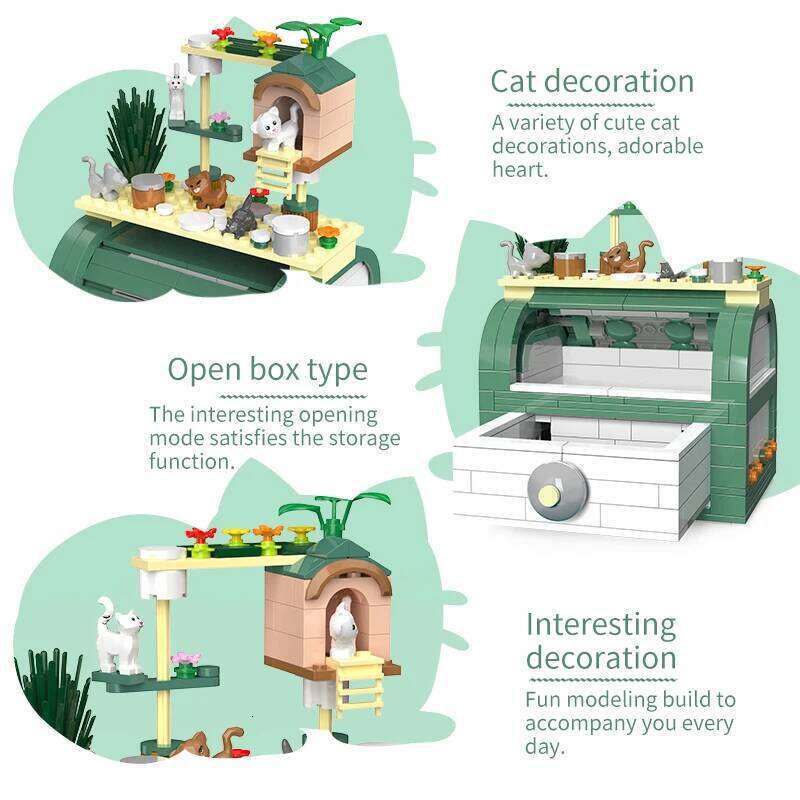 495pcs Mini Romantic Bear Ring Building Blocks City Gift Cute Cat Box Desktop Decorations Bricks Toys for Girls Gifts Z260305